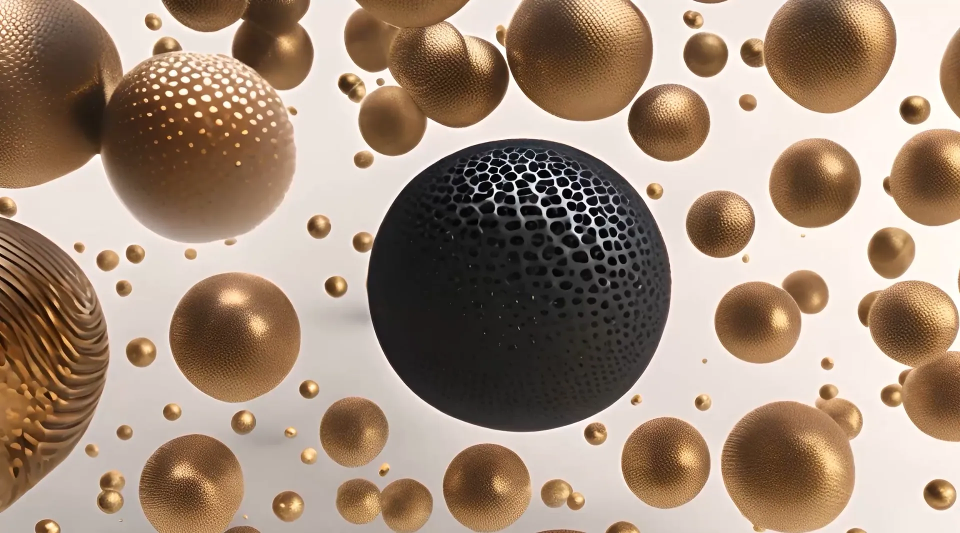 Dynamic Golden and Black Spheres Motion Video Backdrop